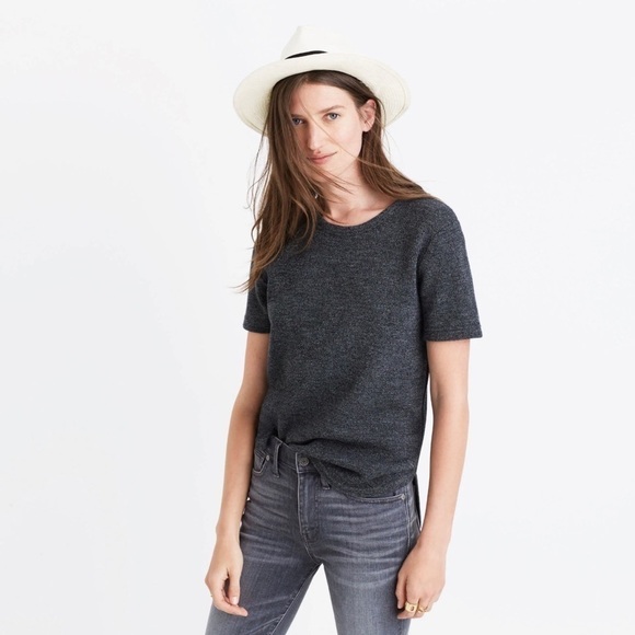 Gray Madewell structured sweater tee - Picture 1 of 7